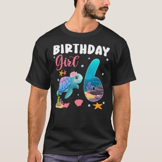 T-shirt Birthday Girls 6th Sea Turtle 6 Year Old Ocean Aqu (Devant)