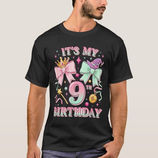 T-shirt Birthday It's My 9th Birthday Cute Magical Princes (Devant)
