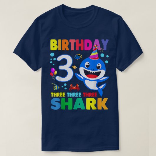 T-shirt Birthday Kids Shark 3 Year Old 3rd Birthday Matchi (Design devant)