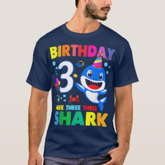 T-shirt Birthday Kids Shark 3 Year Old 3rd Birthday Matchi