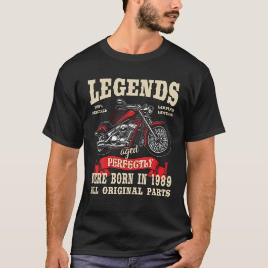 T-shirt Birthday Man Biker Cadeau Motorcycle Chopper 1989 (Devant)