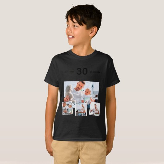 T-shirt Birthday Name Age Photo Collage  (Devant entier)