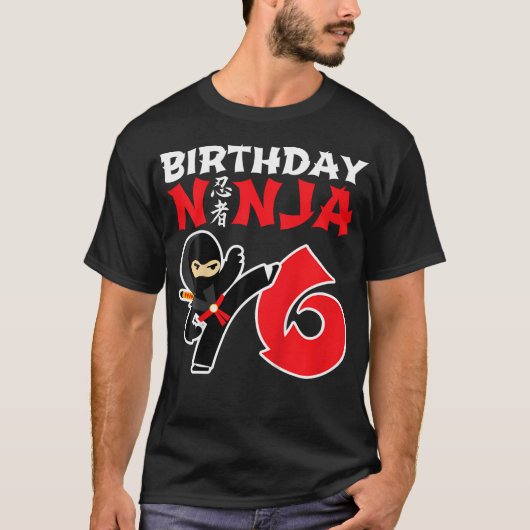 T-shirt Birthday Ninja Shirt - 6 Ans Ninja Anniversaire P (Devant)