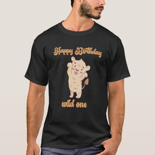 T-shirt Birthday One Wild Lion Animals Celebration Boy Gir (Devant)
