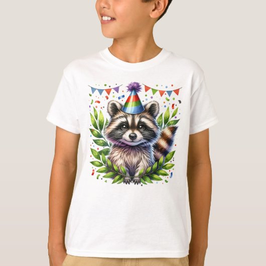 T-shirt Birthday Raccoon Kids, birthday party, fun design (Devant)