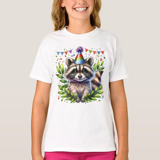 T-shirt Birthday Raccoon Kids, birthday party, fun design (Devant)