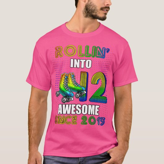 T-shirt Birthday Roller Skating 12Th Girl Rollin Into 12 S (Devant)