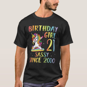 T-shirt Birthday Unicorn Girl Dabbing Happy 21 Years Old T