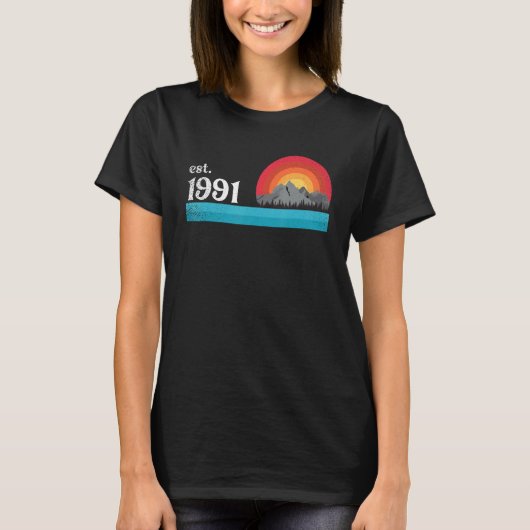T-shirt Birthyear 1991 retro and vintage designed (Devant)