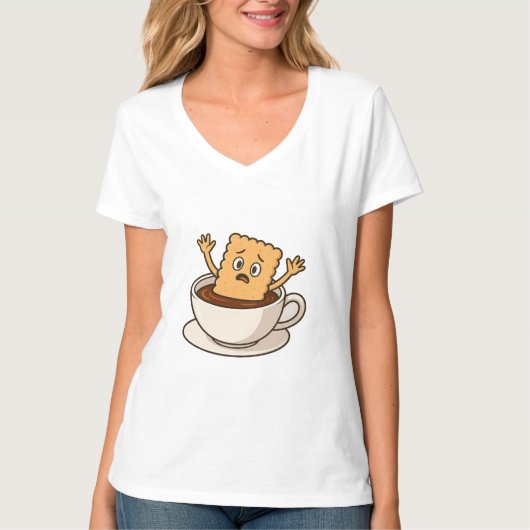 T-shirt Biscuit en difficulté dans une coupe de café (Devant)