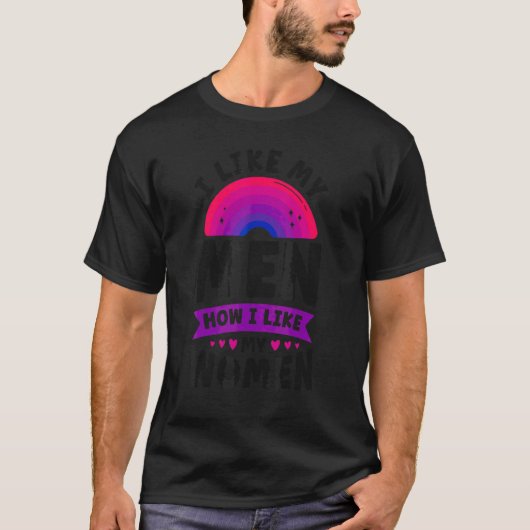 T-shirt Bisexual Bi Fierté Drapeau J'Aime Mes Hommes Comme (Devant)