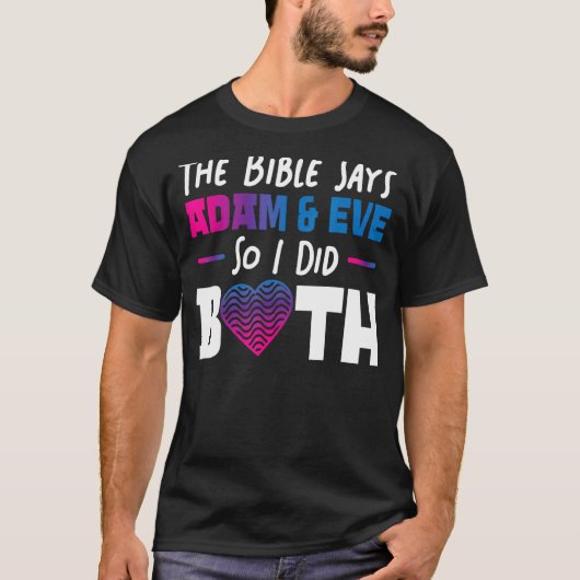 T-shirt Bisexual Bi Pride Drapeau Bible La Bible dit Adam (Devant)