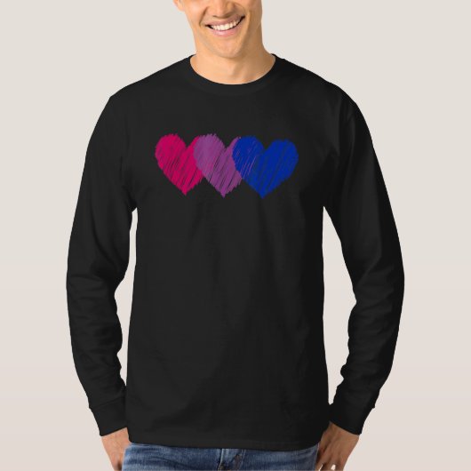 T-shirt Bisexual Drapeau Coeurs Aimer Lgbt Bi Pride (Devant)