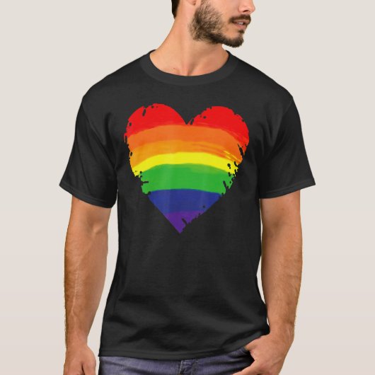 T-shirt Bisexual Gay Queer Trans LGBTQ Rainbow Heart Rainb (Devant)