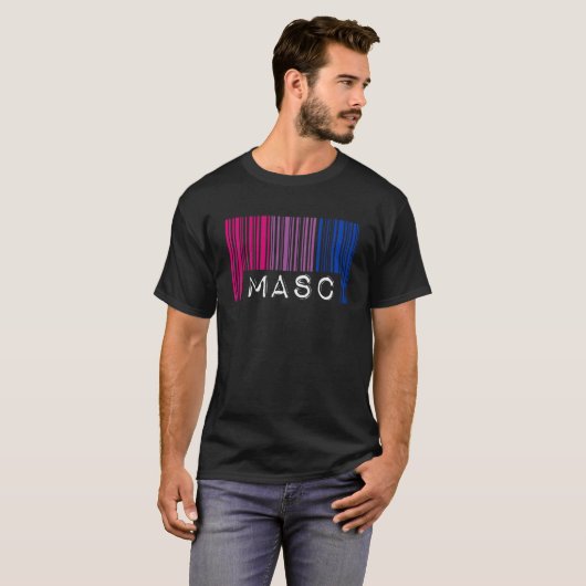 T-shirt Bisexual Masc Barcode Masculine Bisexual Pride Fla (Devant entier)