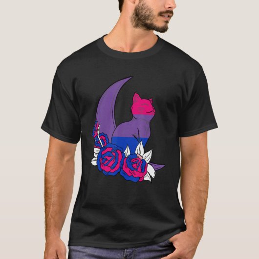 T-shirt Bisexual Moon Fleur Chat Lgbtq Bisexual Pride Bise (Devant)
