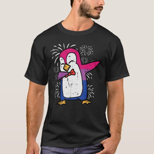 T-shirt Bisexual Penguin Dab Bi Flag Pride Month Lgbt Men  (Devant)