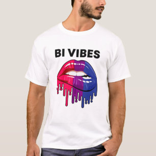 T-shirt Bisexual Pride Mois LGBT Bi Vibes Lèvres à goutt