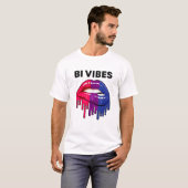 T-shirt Bisexual Pride Mois LGBT Bi Vibes Lèvres à goutte (Devant entier)