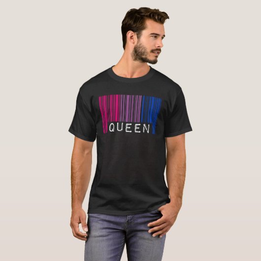 T-shirt Bisexual Queen Barcode Bisexual Pride Flag Aesthet (Devant entier)