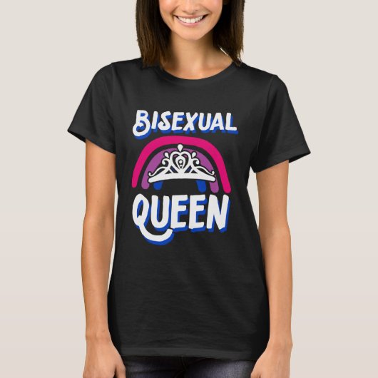 T-shirt Bisexual Queen Minimalist Bisexual Pride Flag Rain (Devant)