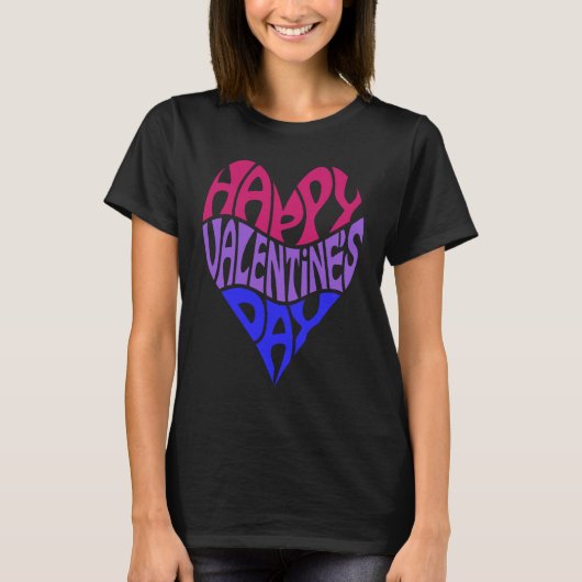 T-shirt Bisexual Valentine's Day Bi Pride LGBTQ LGBT Heart (Devant)