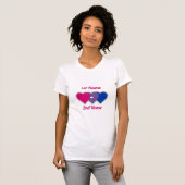 T-shirt Bisexualité design orgueil avec les coeurs/un coup (Devant entier)