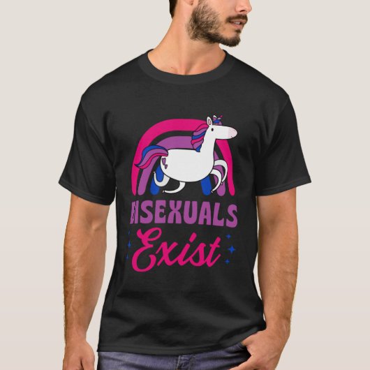 T-shirt Bisexuals Exist Bisexual Pride Minimalist Rainbow  (Devant)