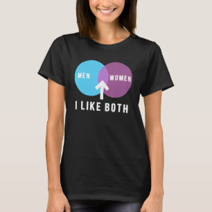 T-shirt bisexuel hommes femmes j'aime les deux venn diagra