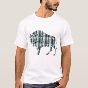 T-shirt bison américain design sauvage couleur