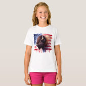T-shirt Bison avec drapeau des États-Unis d'Amérique (Devant entier)