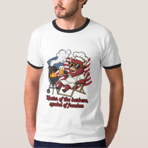 T-shirt Bison Barbecue Patriotique Drapeau USA