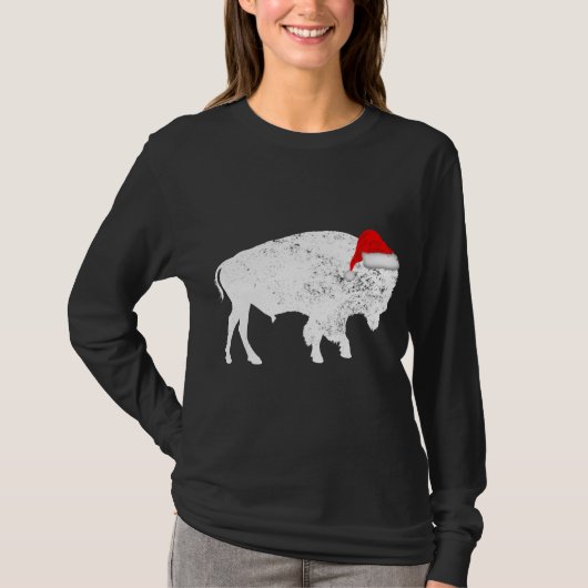 T-shirt Bison Buffalo Santa Hat - Pyjama de Noël (Devant)