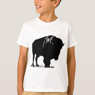 T-shirt Bison de bison noir et blanc Pop Art
