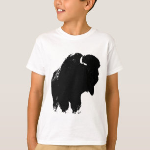 T-shirt Bison de bison noir et blanc Pop Art