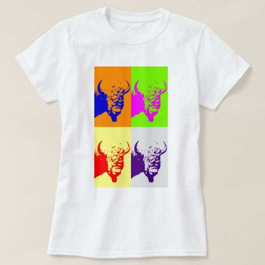 T-shirt Bison de Buffalo Art Pop de 4 couleurs (Design devant)