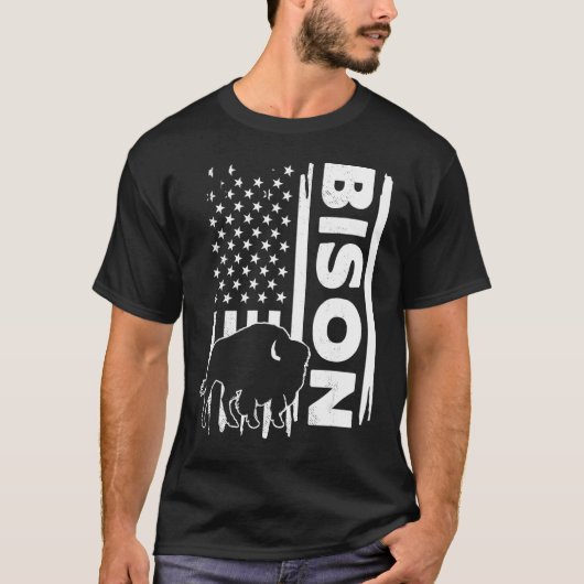 T-shirt Bison hunting US flag graphic concept (Devant)