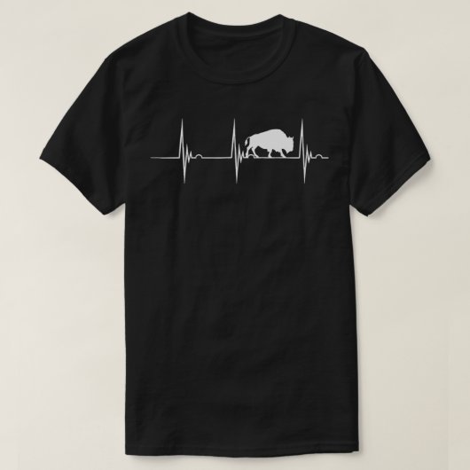 T-shirt Bison Lover Hearbeat EKG Pulse Buffalo Wildlife A (Design devant)