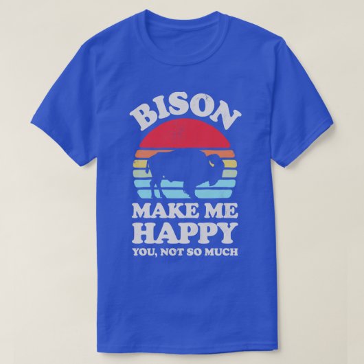 T-shirt Bison me rendre heureux Sunset Retro pour Hommes F (Design devant)