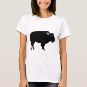 T-shirt Bison noir et blanc Silhouette Pop Art