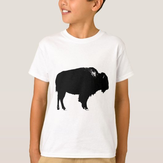 T-shirt Bison noir et blanc Silhouette Pop Art (Devant)
