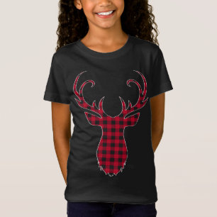 T-Shirt Bison rouge et noir rennes plaid Christmas Dee