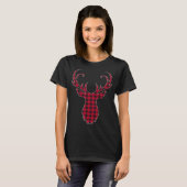 T-shirt Bison rouge et noir rennes plaid Christmas Dee (Devant entier)