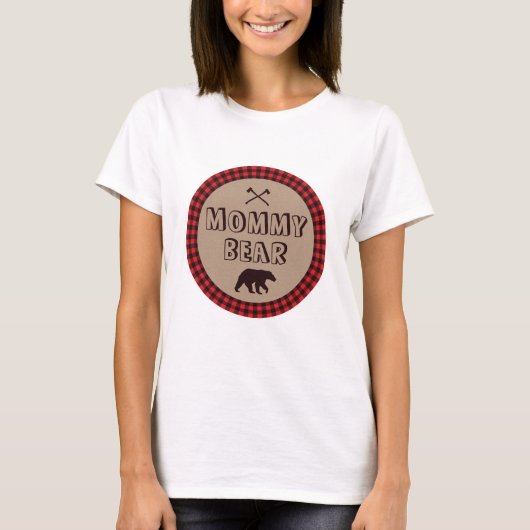 T-shirt Bison Rustique Plaid Lumberjack Douche Ours maman (Devant)