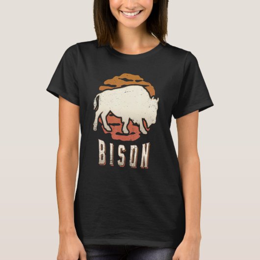 T-shirt Bison Vintage Retro Classic Animal Sunset (Devant)