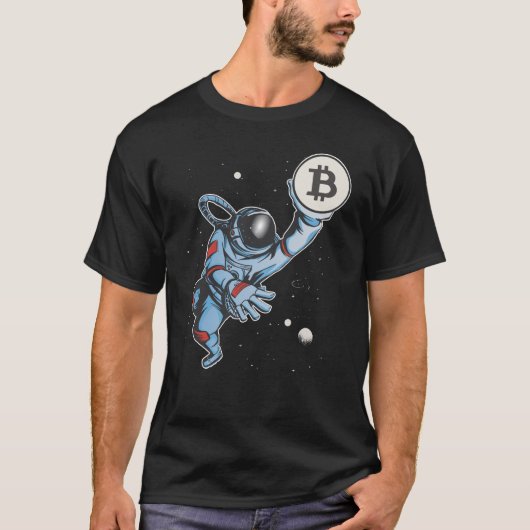 T-shirt Bitcoin à l'astronaute de lune (Devant)