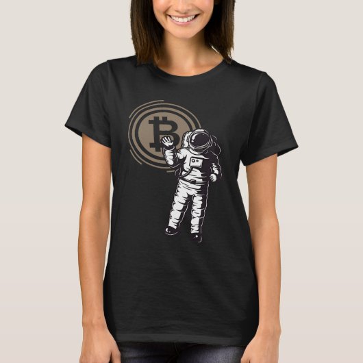 T-shirt Bitcoin Astronaut Cryptocurrency BTC Crypto (Devant)