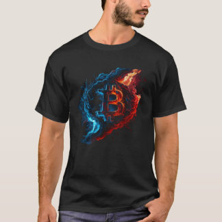 T-shirt Bitcoin Blue Flames Btc Coin Crypto Vintage Crypto