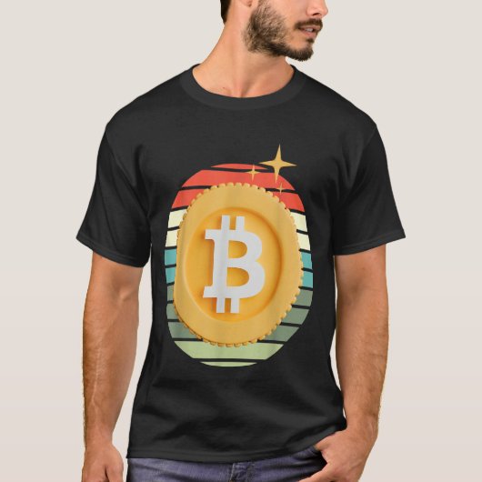 T-shirt Bitcoin BTC Crypto Cryptocurrency Retro Sunset Inv (Devant)