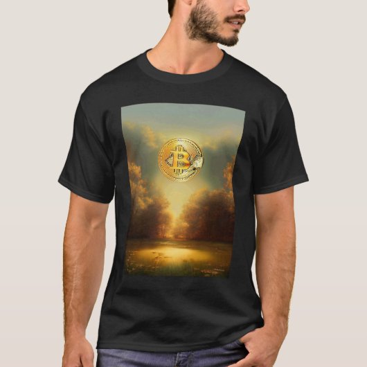 T-shirt Bitcoin BTC Naturel Terrain créé Soleil Lumière Pa (Devant)